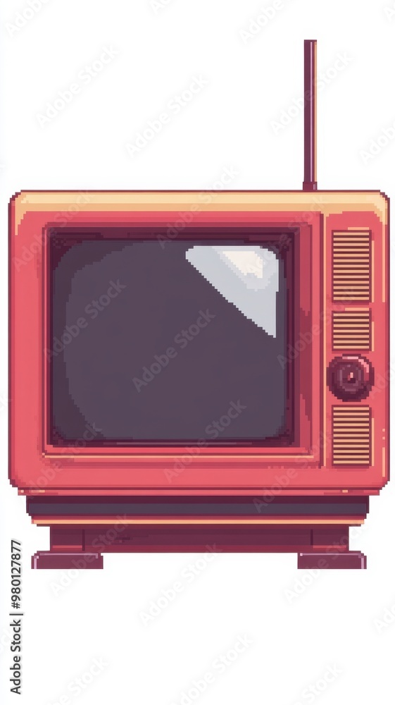 Pixel art old television vector icon for 8bit game on white background ...