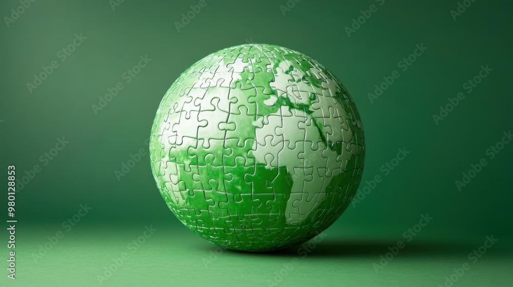 Puzzle green earth planet on green background,Globe or sphere from puzzles on white background,Save The Earth illustration set,environment,Vector drawing,Hand drawn style,space for text. Puzzle green earth planet on green background,Globe or sphere from puzzles on white background,Save The Earth illustration set,environment,Vector drawing,Hand drawn style,space for text.