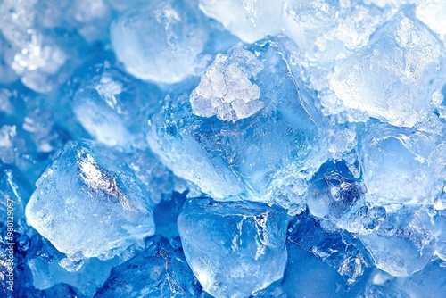 Close-up Macro View of Frozen Ice Cubes photo