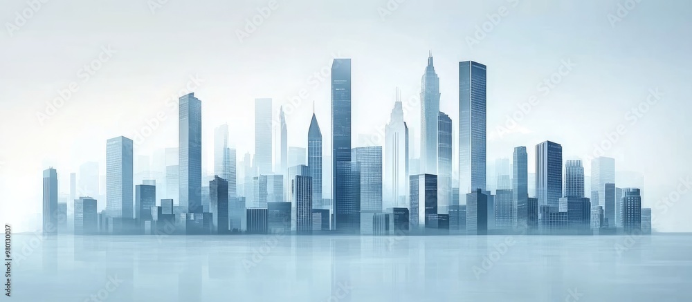 Fototapeta premium Contemporary architectural view urban landscape on a neutral background modern structures within the city skyline