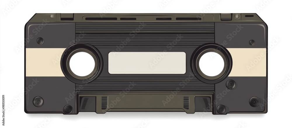 Illustration of an audio cassette tape with a clean white background Illustration of an audio cassette tape with a clean white background