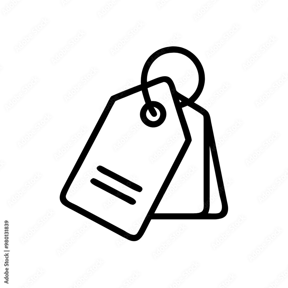 Fototapeta premium A tag or price label icon, depicted in black on a transparent background, with a simple, straightforward design and a hole at the top