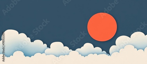 Abstract Japanese Traditional Background With Clouds And Sun