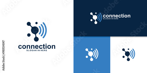 logo design combination of molecules and networks, network, connection, logo design template, icon, vector, inspiration, symbol.