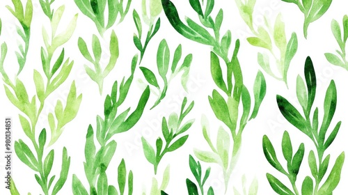 Wallpaper Mural Seamless pattern of green algae featuring natural watercolor illustrations of seaweed ideal for textiles wallpapers greeting cards websites backgrounds and labels Torontodigital.ca