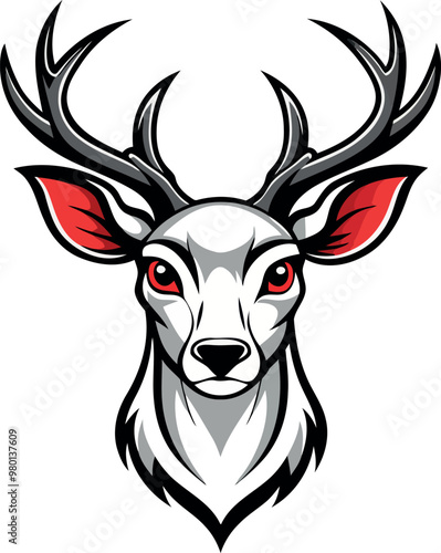 A deer head art illustration on white background