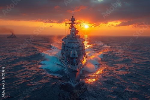 Nuclear powered missile cruiser  a key element of naval defense and state security on the water photo