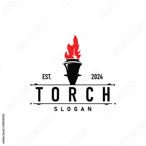 Illustration black silhouette torch logo flame design olympic sport victory inspiration