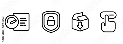 code speed performance security penetration test unit package and usability interaction review software testing icon set outline line black in white