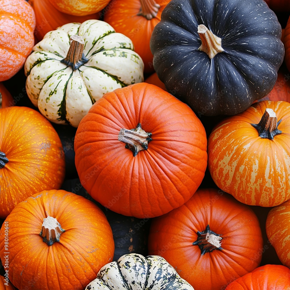 Different kind of pumpkins closeup. Halloween and autumn background Different kind of pumpkins closeup. Halloween and autumn background
