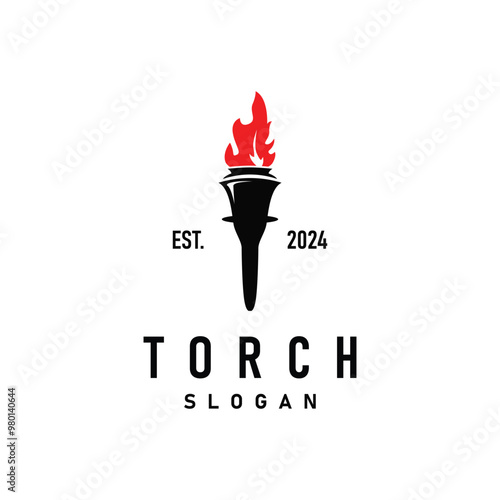 Illustration black silhouette torch logo flame design olympic sport victory inspiration
