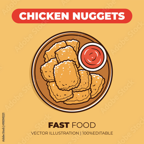 Fast food chicken nuggets vector illustration