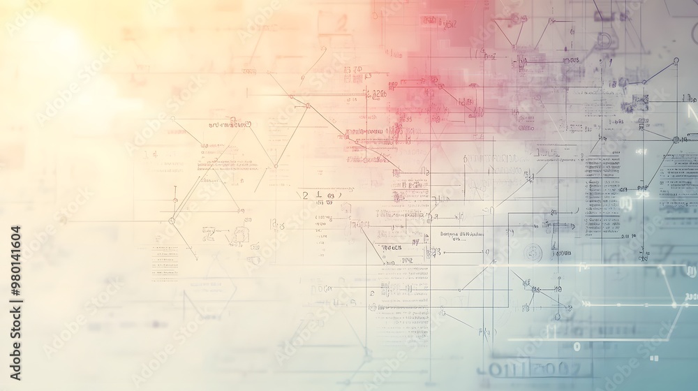 Fototapeta premium Abstract Digital Background with Handwritten Equations and Diagrams