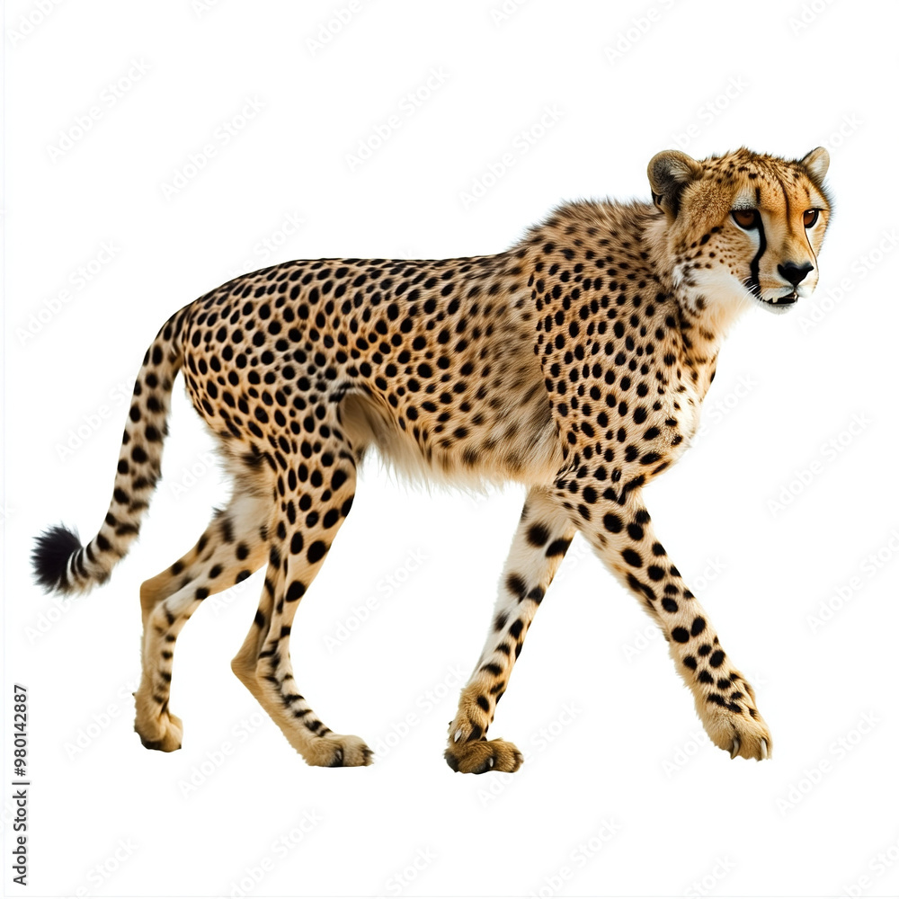 cheetah on a white background. Cheetah Day. World Wildlife Day cheetah on a white background. Cheetah Day. World Wildlife Day