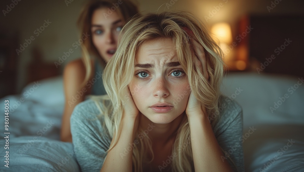 Fototapeta premium Woman Covering Ears, Shocked