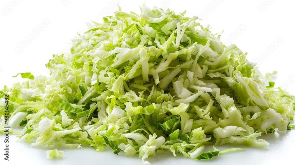Pile of shredded cabbage on a white background Pile of shredded cabbage on a white background