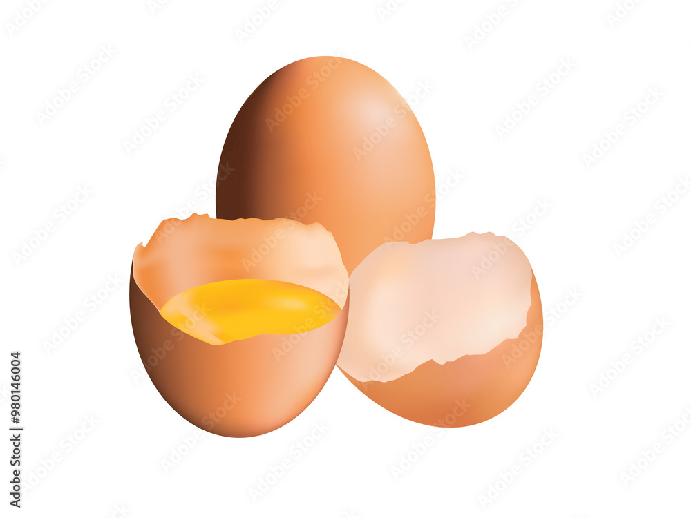 Broken Brown Chicken Egg Isolated on a Transparent Background Broken Brown Chicken Egg Isolated on a Transparent Background