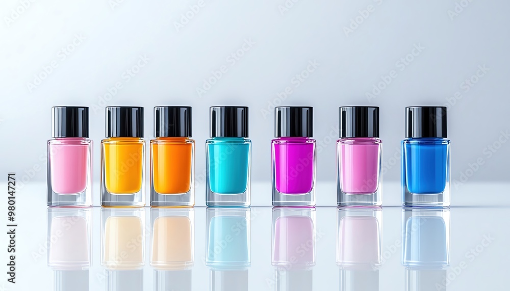 An assortment of nail polish bottles in different colors and finishes An assortment of nail polish bottles in different colors and finishes