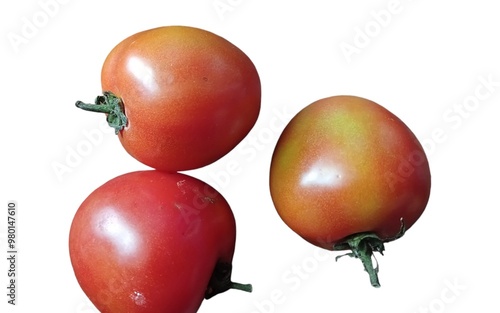 Collection of red tomatoes on a white background