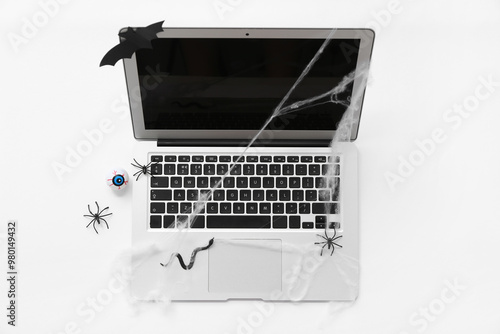 Laptop with Halloween decor...