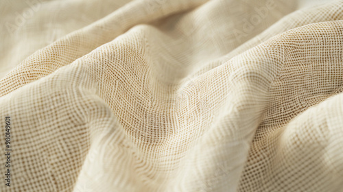 Beige Linen Fabric with Soft Texture and Gentle Folds