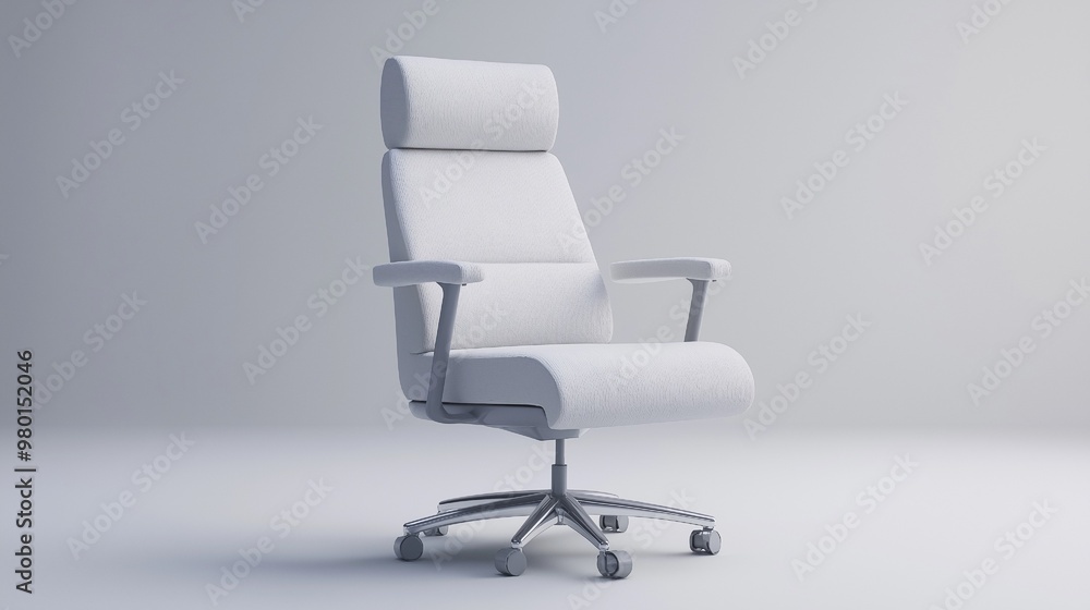 3D rendering of a comfortable ergonomic office chair with adjustable armrests on isolated white background, Generative AI 3D rendering of a comfortable ergonomic office chair with adjustable armrests on isolated white background, Generative AI