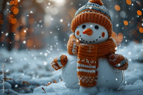 Festive winter wonderland snowman, gifts, and christmas eve celebrations for new year joy