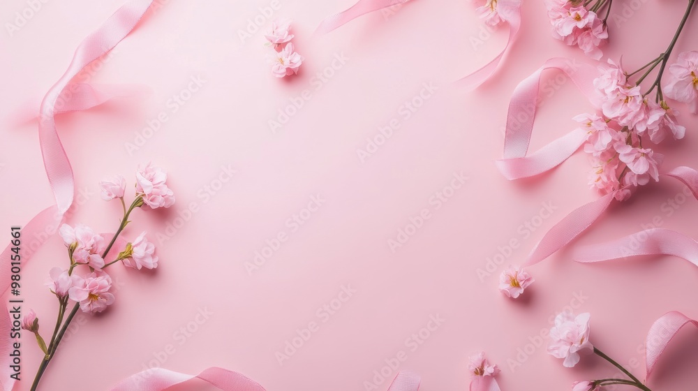 A pastel pink background with faint ribbon shapes scattered throughout in a calming and peaceful arrangement A pastel pink background with faint ribbon shapes scattered throughout in a calming and peaceful arrangement