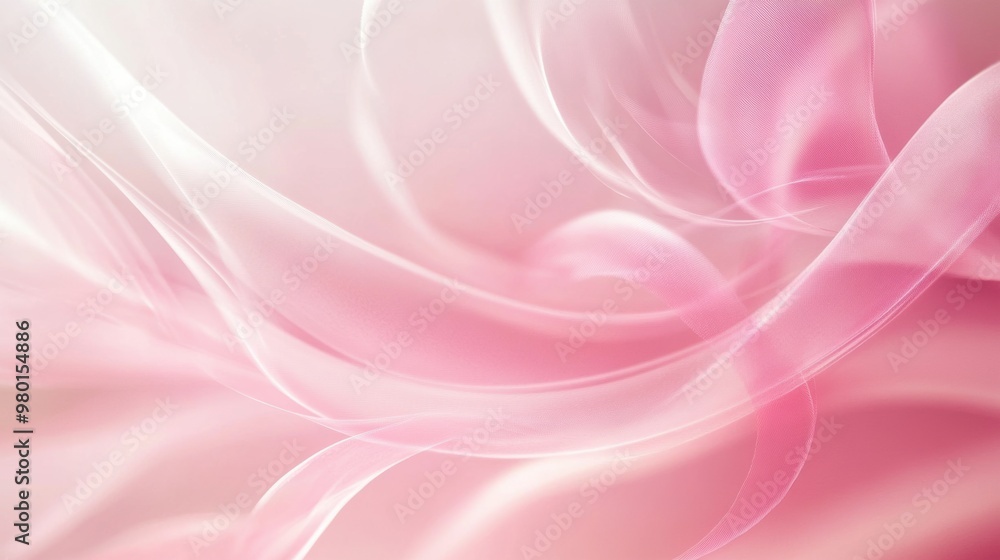 Obraz premium A light pink wallpaper with delicate swirls and ribbons in soft focus giving a sense of movement and peace