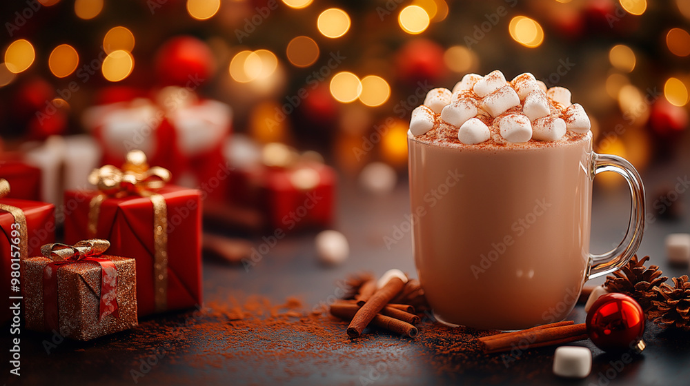 cup of chocolate with cinnamon and marshmallow cup of chocolate with cinnamon and marshmallow