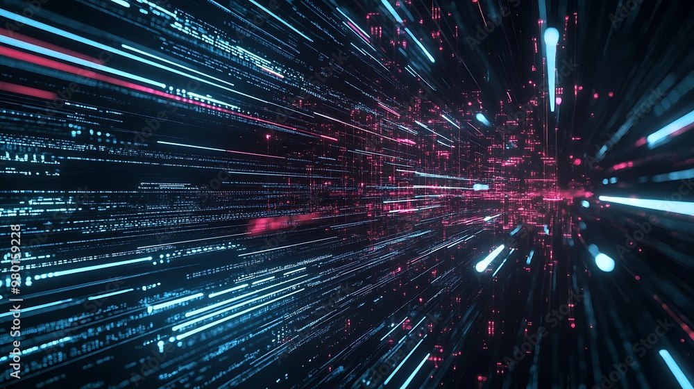 Fototapeta premium Visualization of a brute-force attack with lines of code attempting multiple login attempts.