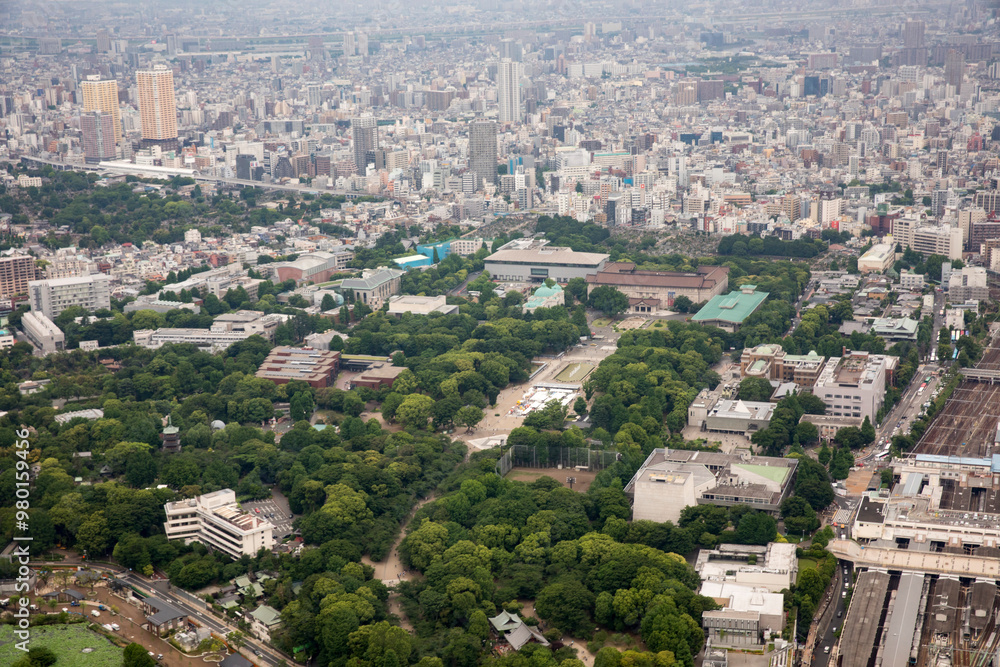 TOKYO - MAY 2017: Aerial view of population density in Tokyo prefecture May 2017. TOKYO - MAY 2017: Aerial view of population density in Tokyo prefecture May 2017.