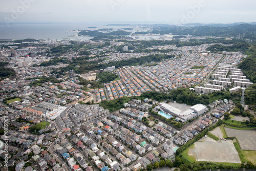 KANAGAWA PREFECTURE, JAPAN - MAY 2017: Aerial view of population density in Kanagawa prefecture May 2017. photo