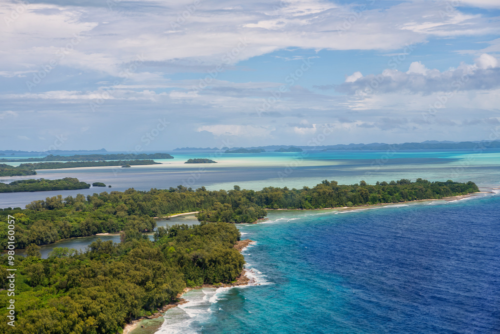 Fototapeta premium MICRONESIA - DEC. 2022: Aerial view of Palau islands, Dec. 2023.