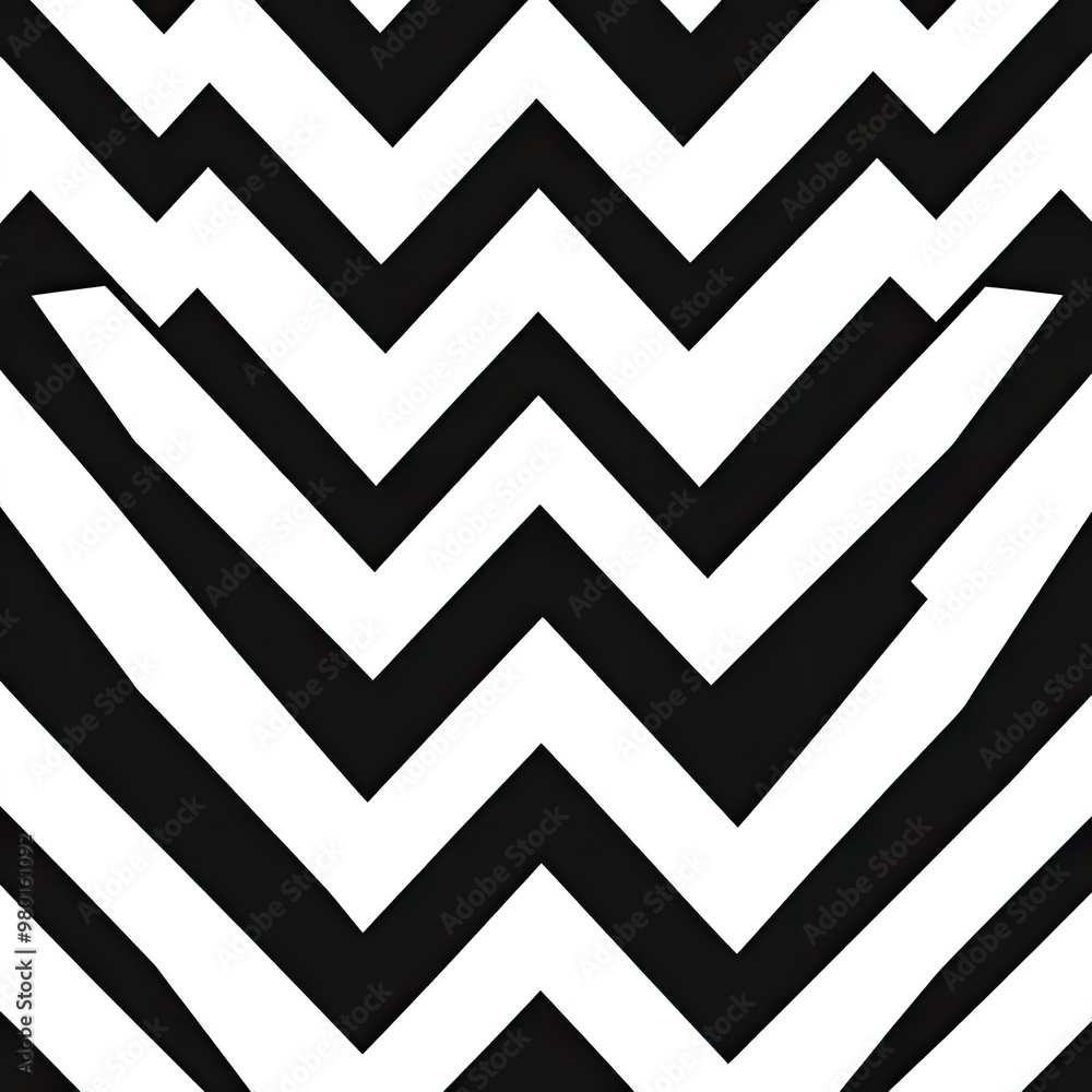 Fototapeta premium Bold black and white zigzag pattern ideal for modern design projects, wallpapers, and creative backgrounds.
