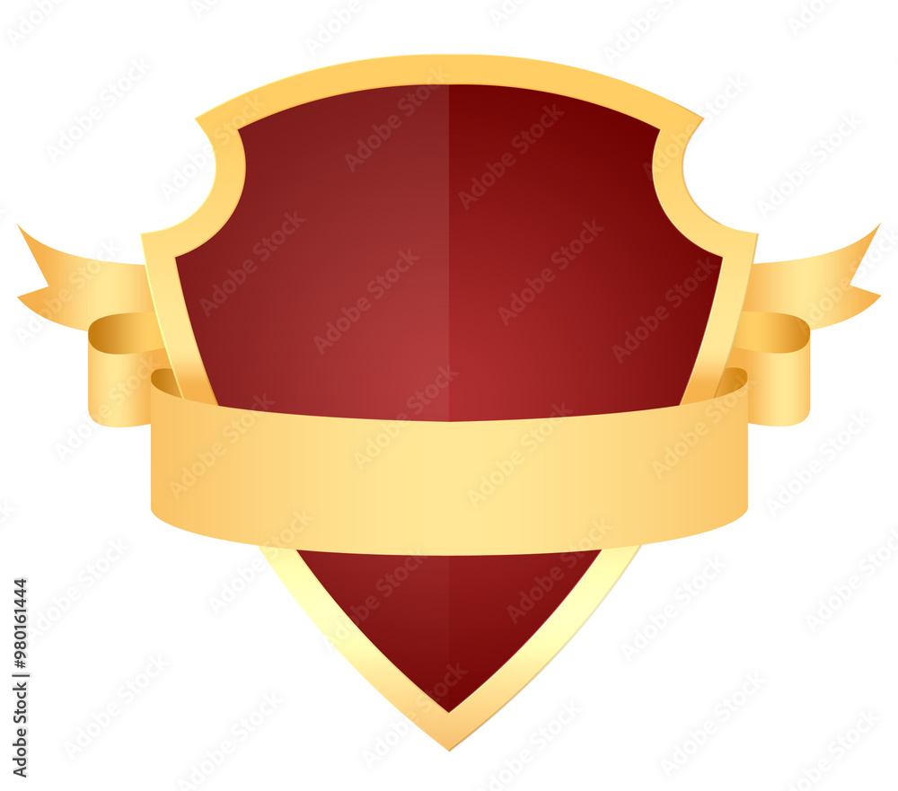 Red Gold Shield Emblem with Ribbon Red Gold Shield Emblem with Ribbon