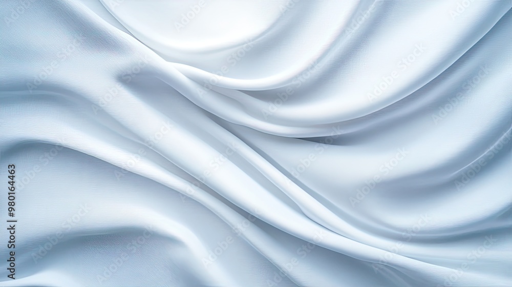 Obraz premium Elegant and smooth white silk fabric with soft folds and gentle drapes, perfect for backgrounds or textile designs.