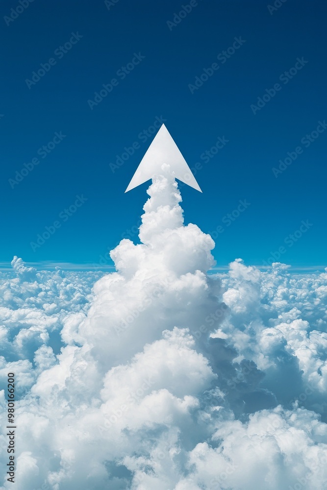 An arrow made of clouds in a clear sky An arrow made of clouds in a clear sky