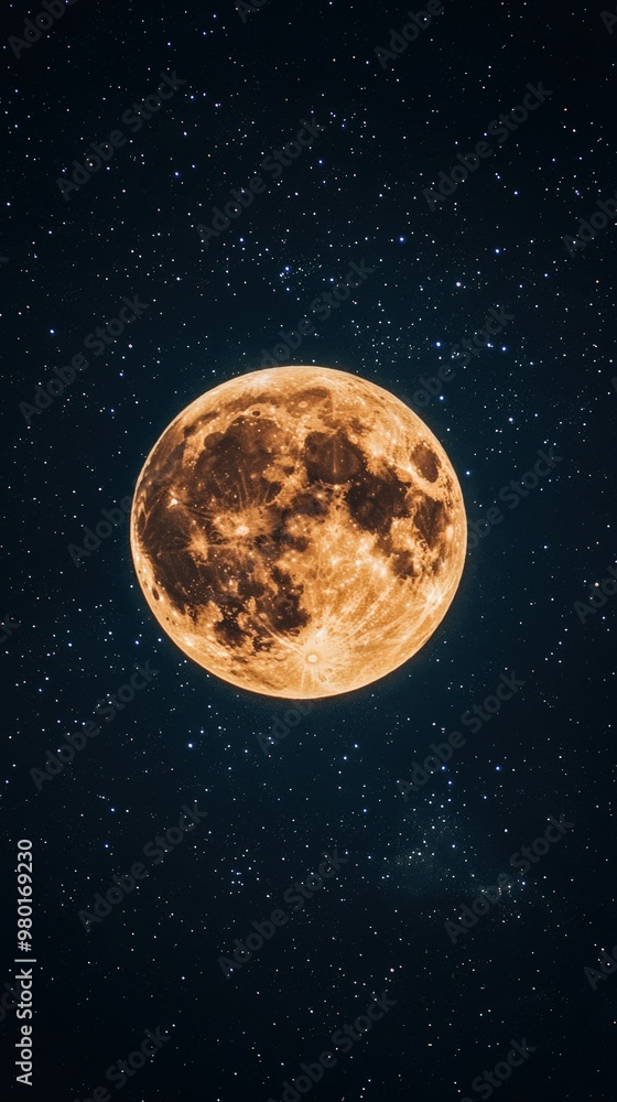 Obraz premium Starry Night Sky with Glowing Full Moon Center Stage