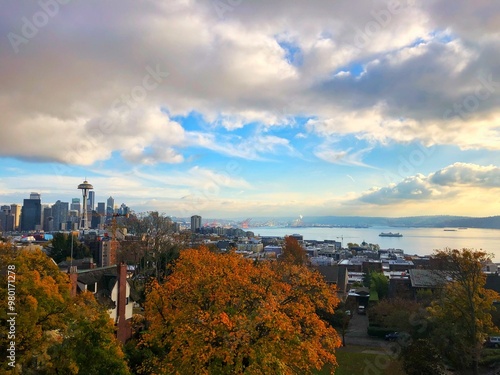 city skyline in autumn 