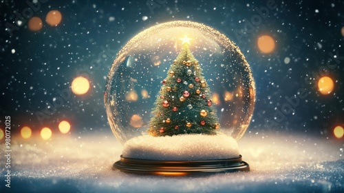 Snow Globe with Christmas Tree