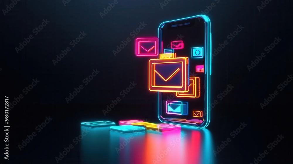 Abstract wallet app glowing with transaction symbols, advertising modern financial solutions Abstract wallet app glowing with transaction symbols, advertising modern financial solutions