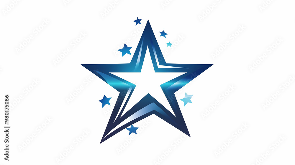 Obraz premium A vibrant blue star graphic with radiating light effects, perfect for creative designs and inspirational themes.