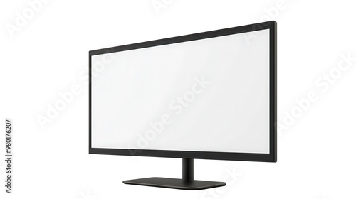 Modern black monitor with blank screen.