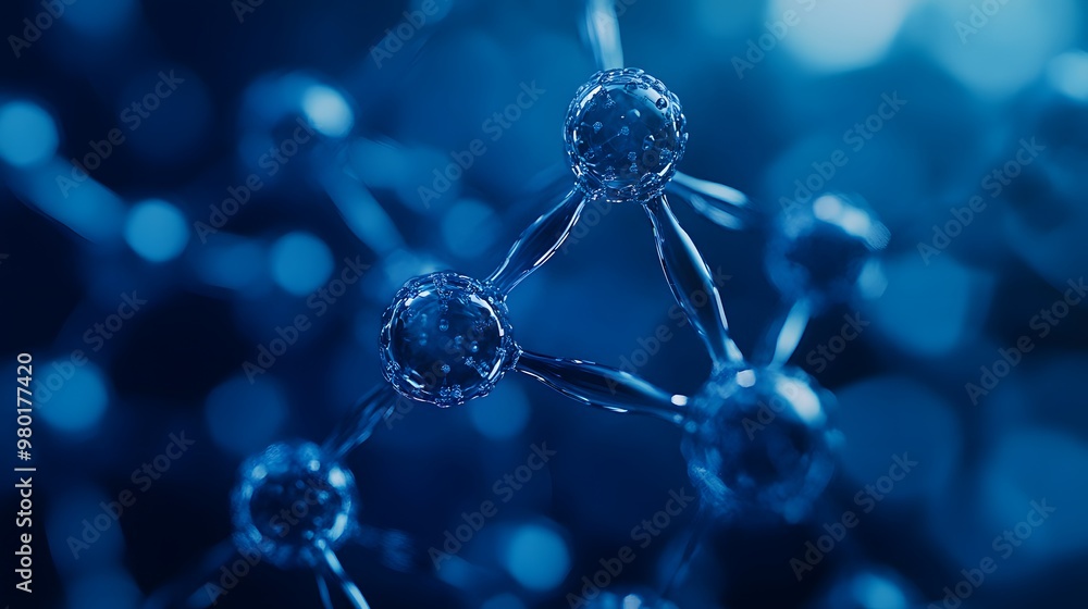 Close-up of a Water Molecule with a Blue Background Close-up of a Water Molecule with a Blue Background