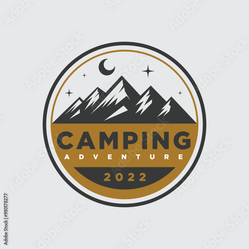 Modern Camping Outdoor With Mountain Logo Design