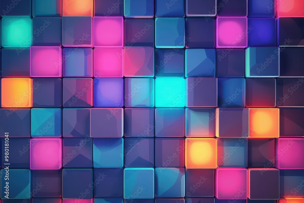 Mosaic-style neon abstract background with squares and rectangles Mosaic-style neon abstract background with squares and rectangles