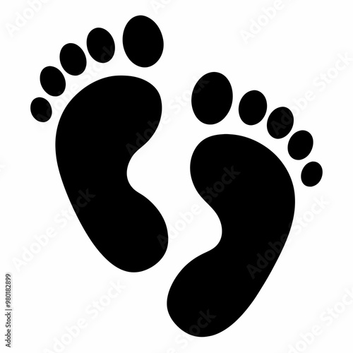 
footprint icon, classic barefoot footprints left and right