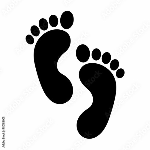 
footprint icon, classic barefoot footprints left and right