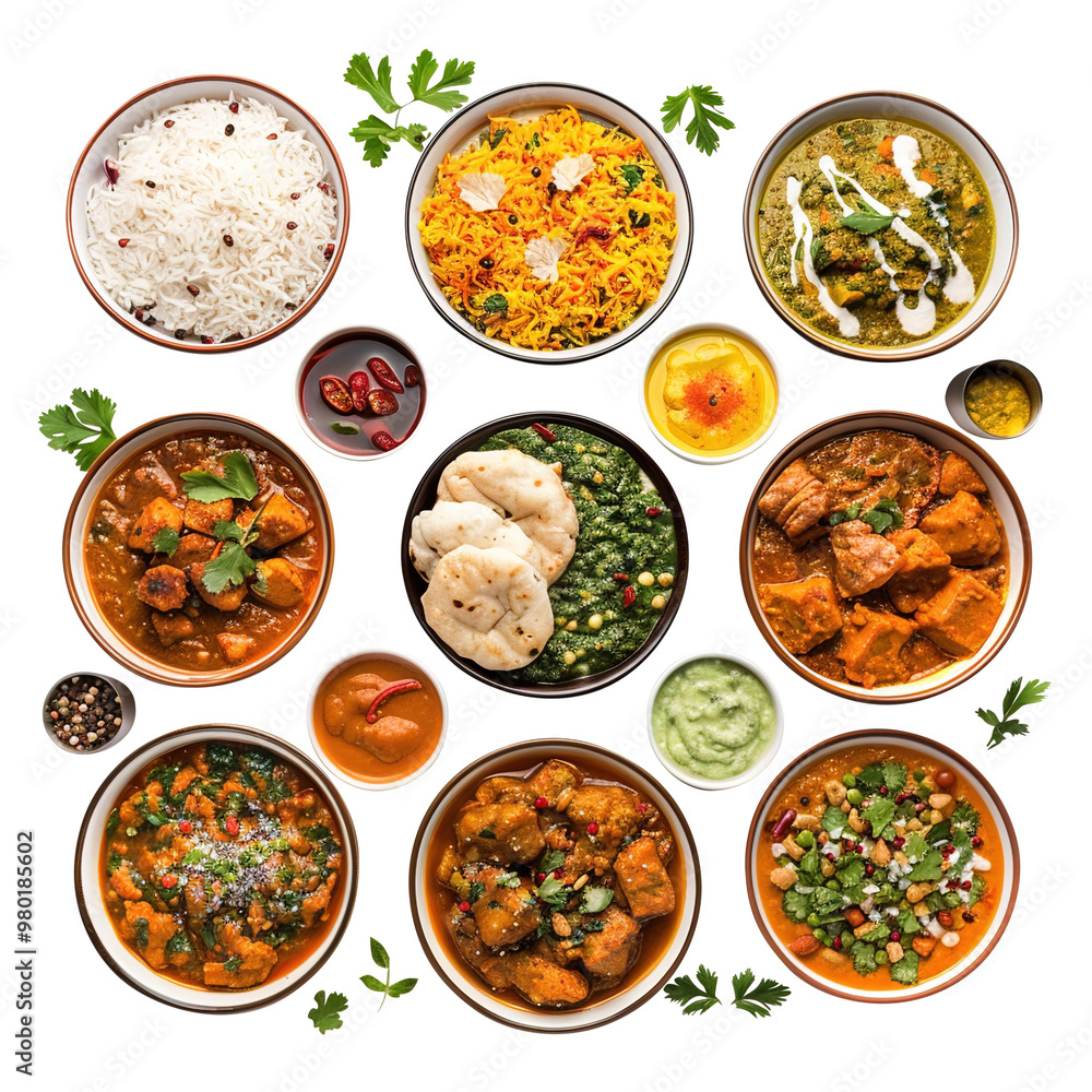 indian food collection on transparent background, clipping path, png, indian food collection on transparent background, clipping path, png,